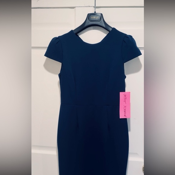 Betsey Johnson NWT Size 4 Elegant Blue Cap Sleeve Fitted Party Midi Dress (0546) - Picture 4 of 14